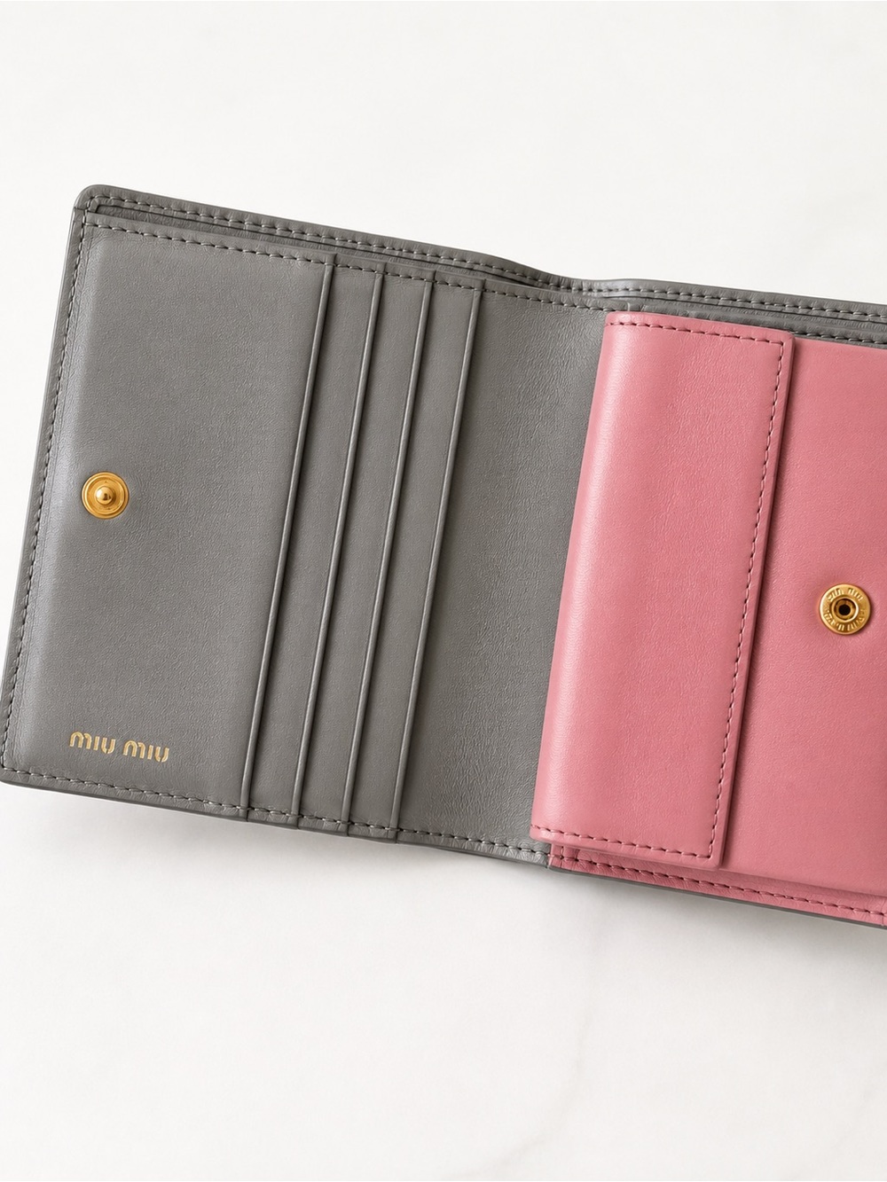 Miu Miu Gray Pink Heart Print Wallet 5ML014 - Picture 5 of 9